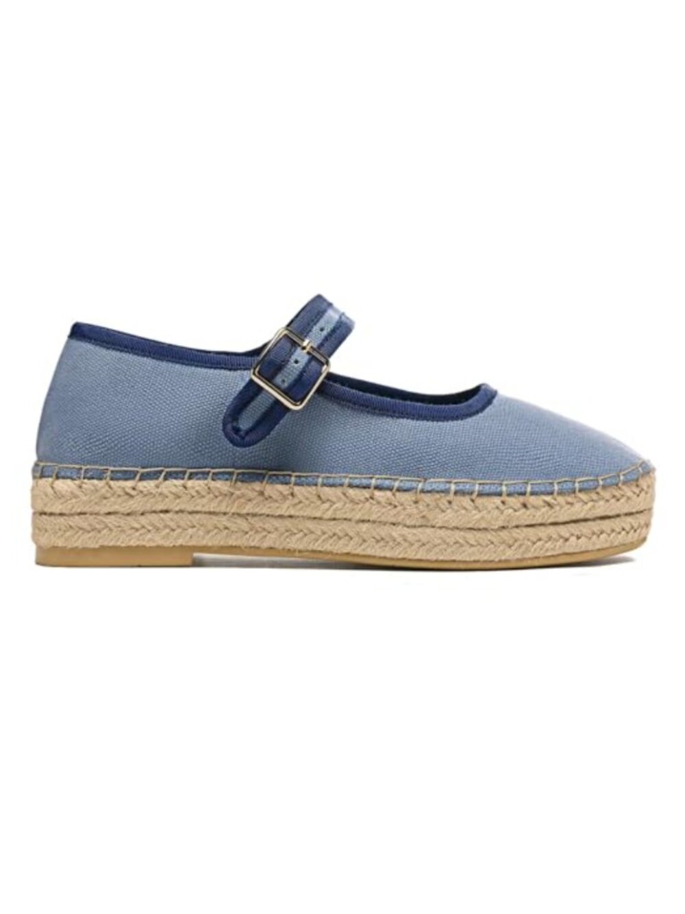Women's Espadrille Mary Janes Platform Closed Toe Canvas Flats Buckle Strap